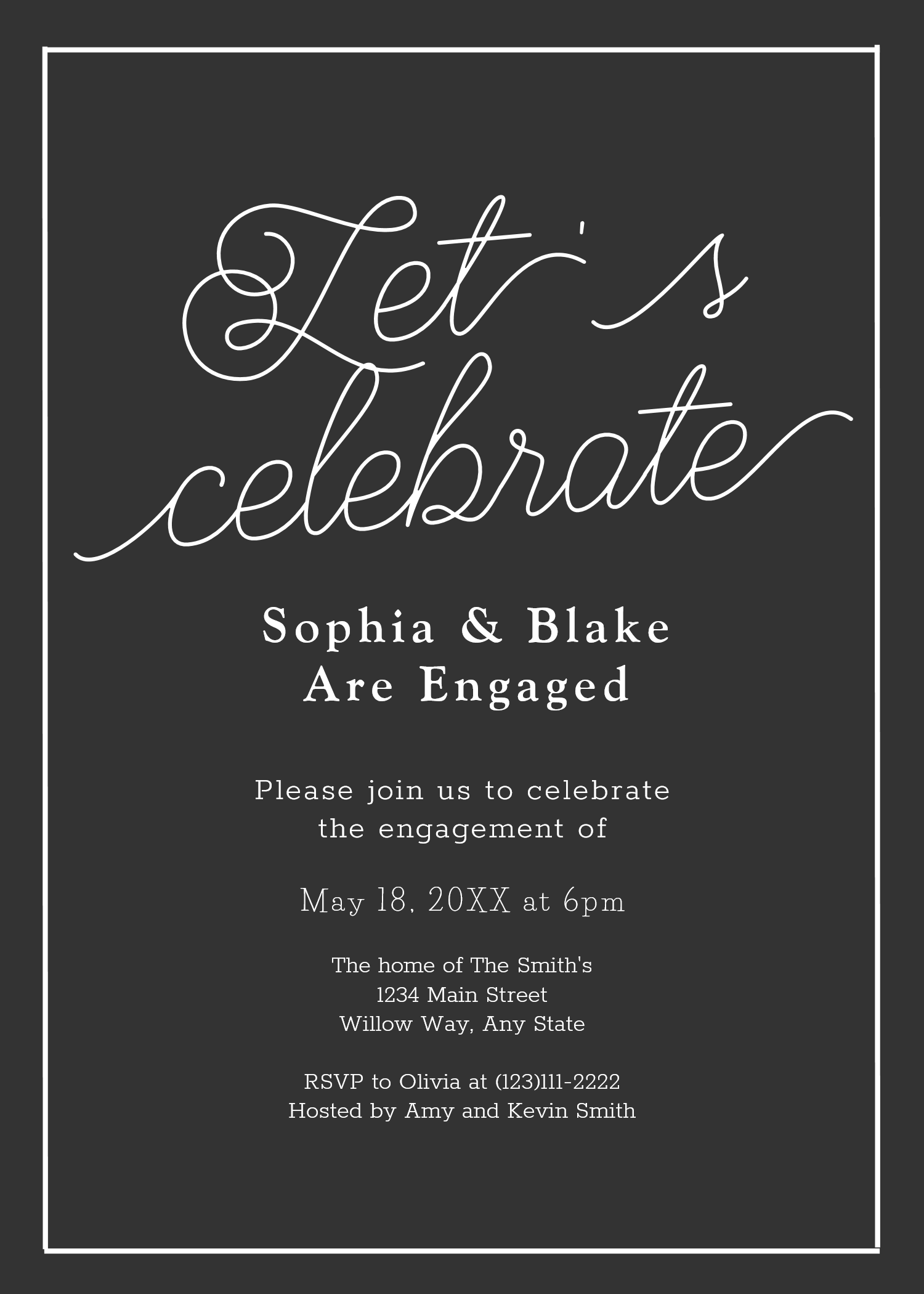 Let's Celebrate Pebble Gray Engagement Party Invitation