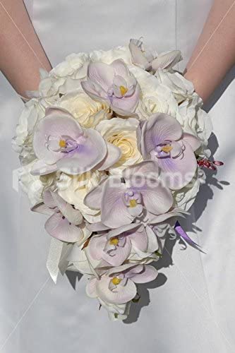 Modern Ivory & Lilac Bridal Wedding Bouquet with Roses & Orchids