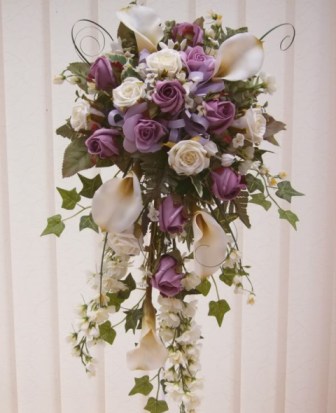 Cascading Purple and White Lilac Wedding Bouquet