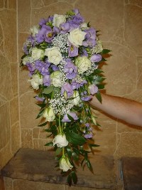 Purple and Yellow Waterfall Bridal Bouquet