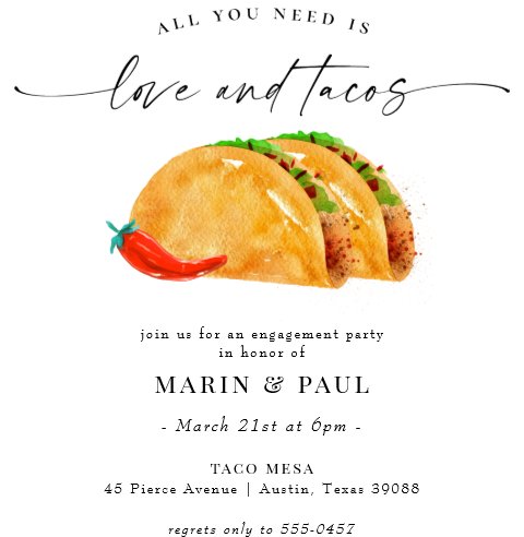 Love and Tacos Engagement Party Invitation