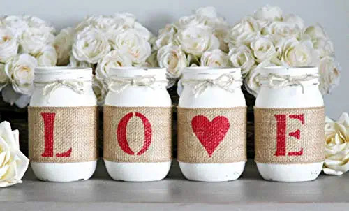 Love Rustic Painted Mason Jars