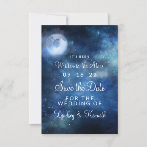 Lunar Sky Full Moon Celestial Written in The Stars Save The Date