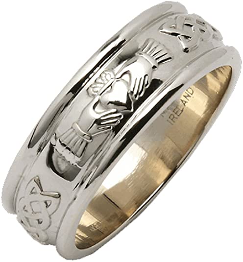 Men's Intricate Claddagh Design Wedding Band, men's wedding rings, men's wedding bands