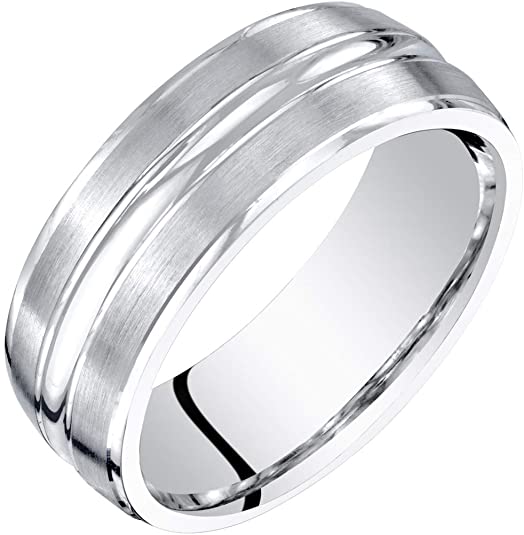 men's wedding rings, men's wedding bands, Mens 14K White Gold Wedding Ring Band