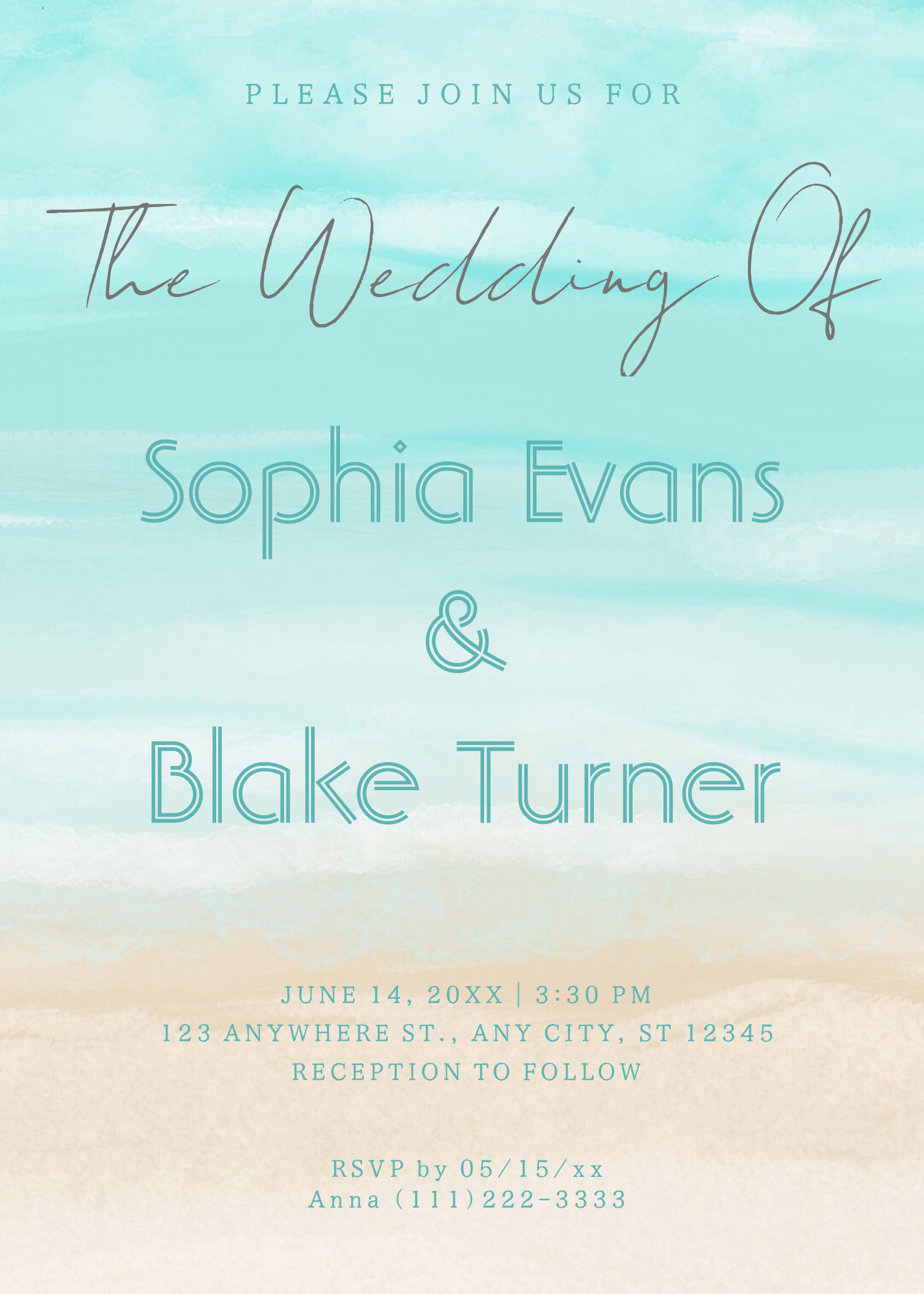 Modern Abstract Beach Wedding Invitation