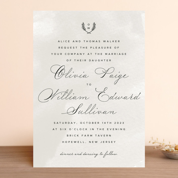 monogrammed wedding invitations, elegant wedding invitations, traditional wedding invitations, Elegant Crest Traditional Monogrammed Wedding Invitations