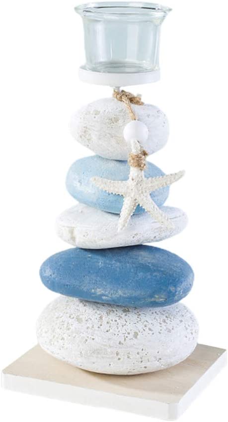 Nautical Stone and Starfish Candle Holder