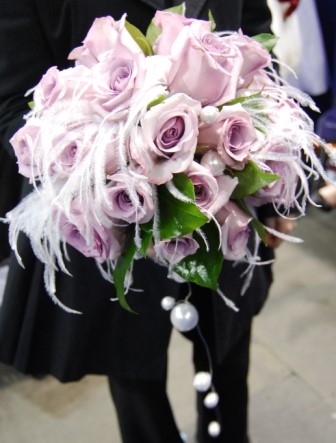 Lavender Roses and Pearls Wedding Bouquet