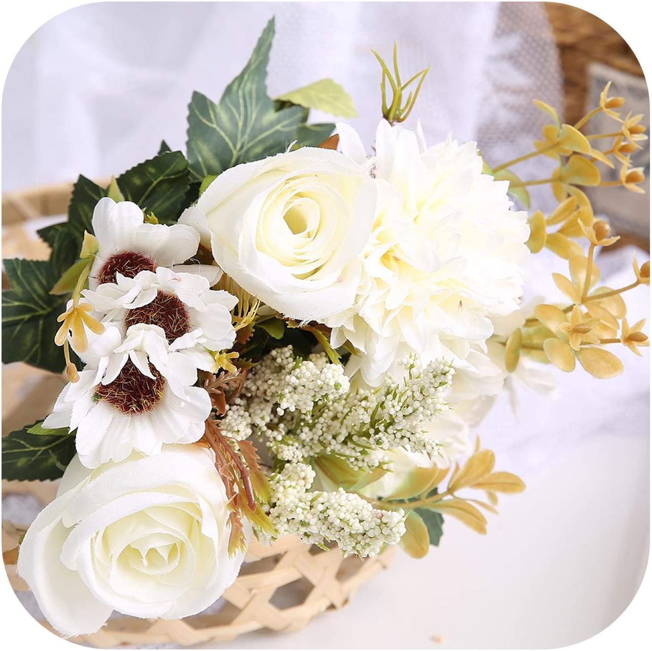 Artificial Flowers Rose Lavender Hydrangea Daisy Autumn Hybrid Bouquet