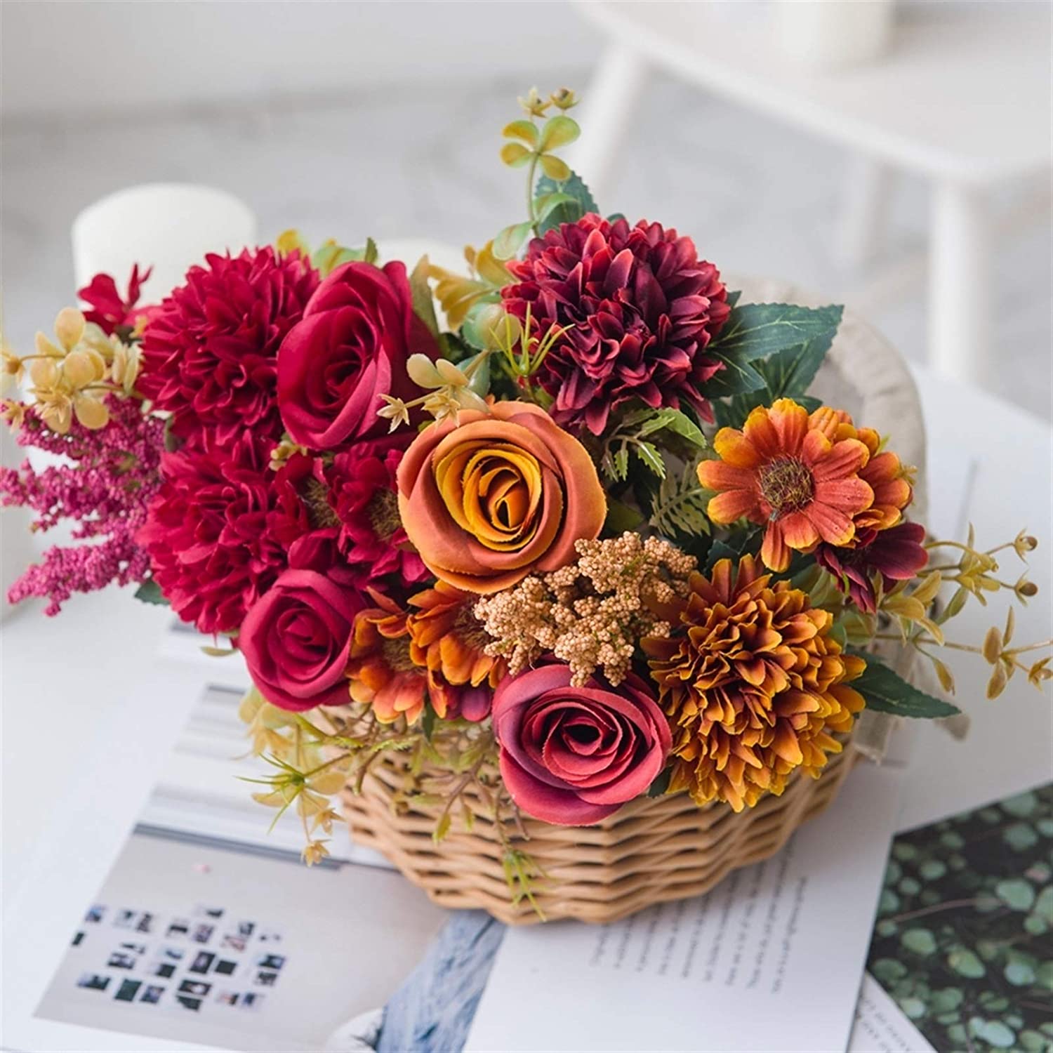 Artificial Flowers Silk Rose Lavender Hydrangea Daisy Autumn Bouquet