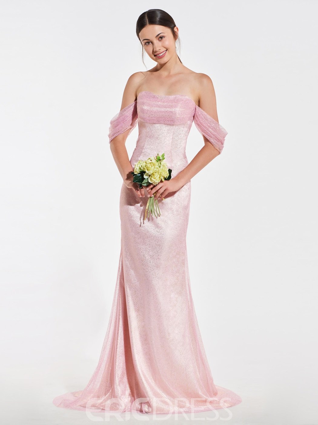 Off the Shoulders Rose Quartz Mermaid Bridesmaid Dress