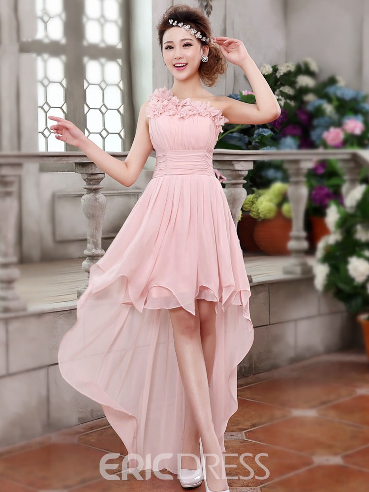 One-Shoulder Asymmetrical Floral Bridesmaids Gown 