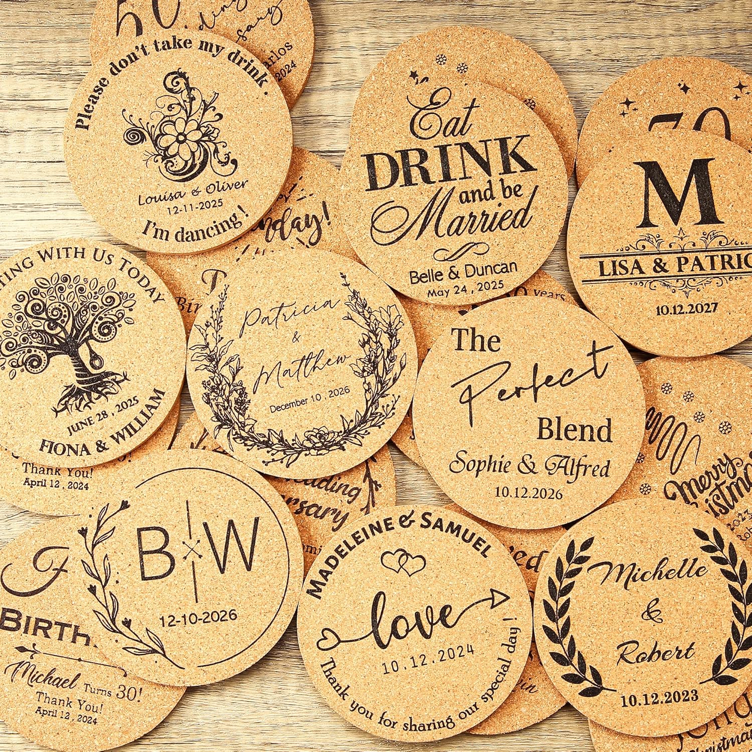 Personalized Wedding Cork Coasters, Wedding Coasters, Wedding Coaster Favor