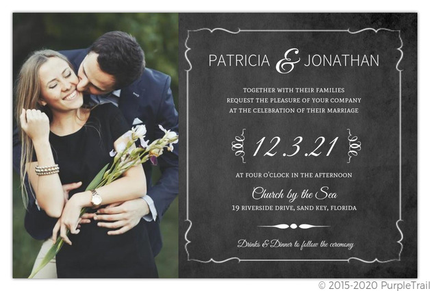 picture wedding invitations, photo wedding invitations, chalkboard wedding invitations, Vintage Chalkboard Photo Wedding Invitations
