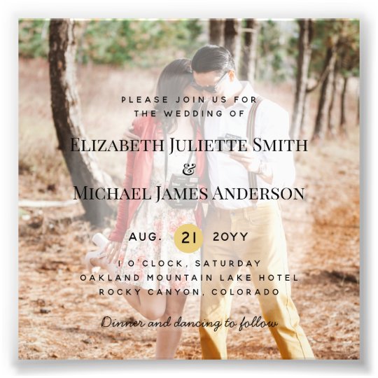 photo wedding invitations, picture wedding invitations, Budget PHOTO OVERLAY Wedding Invite Modern
