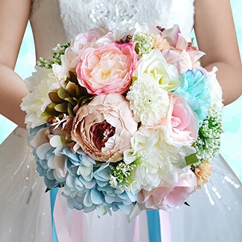 Amazing Pink, White and Blue Wedding Bouquet
