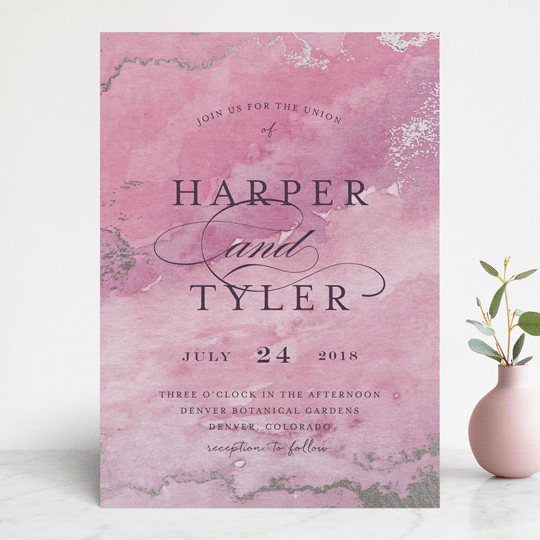 pink wedding invitations, pink and silver wedding invitations, modern wedding invitations, Modern Pink and Silver Wedding Invitations