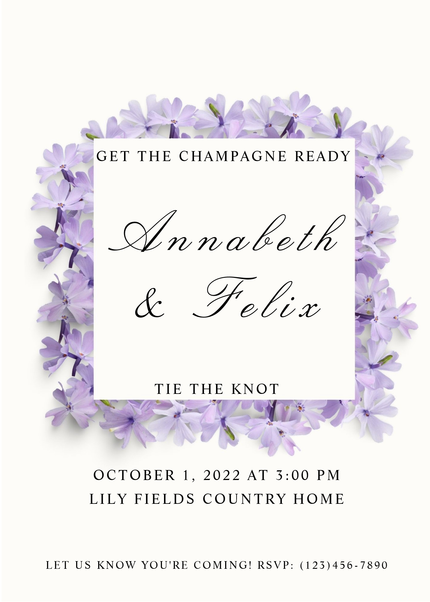 Purple Floral Framed Wedding Invitation