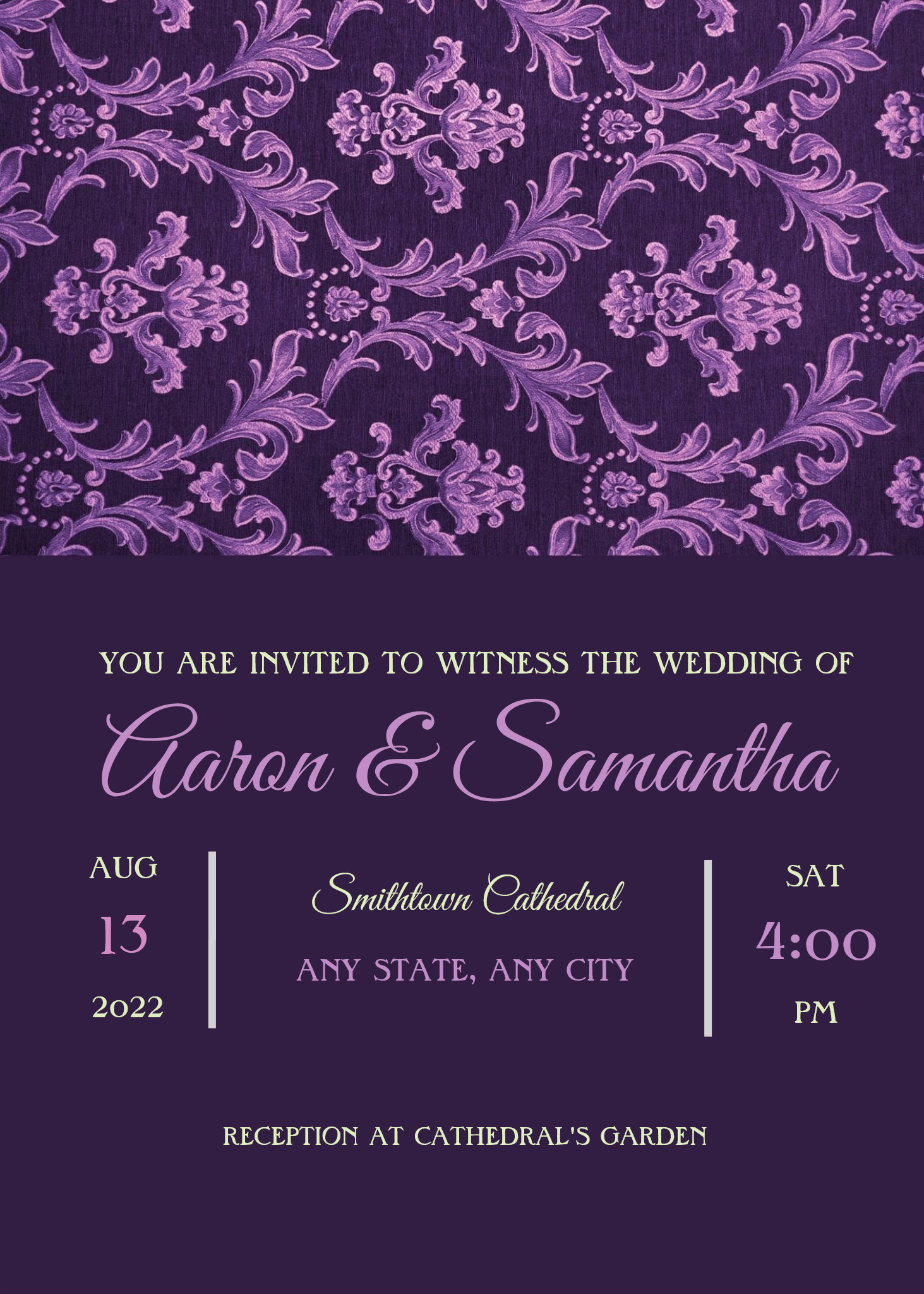 Purple Gothic Wedding Invitation