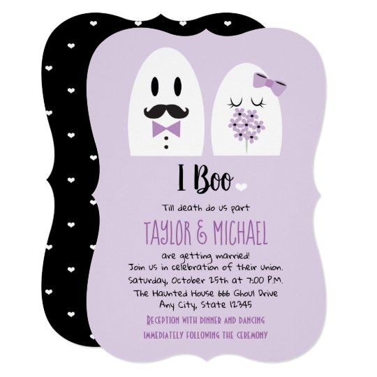 purple wedding invitations, Halloween Wedding Invitations, Cute wedding invitations, I Boo Halloween Wedding Invitations