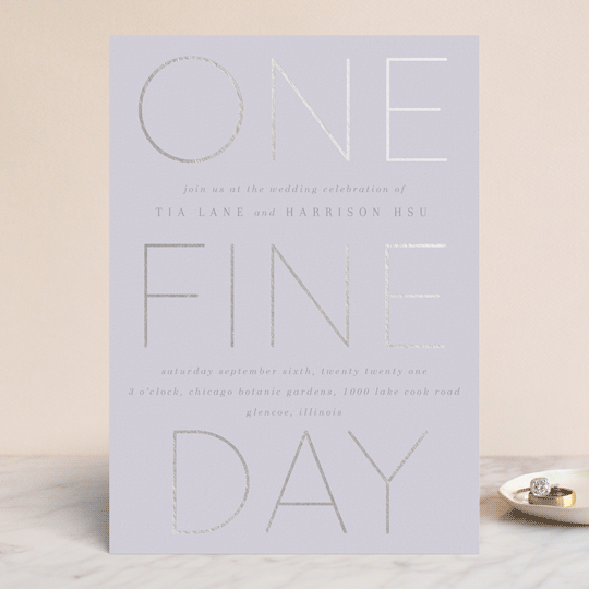 purple wedding invitations, lilac wedding invitations, modern wedding invitations, Lilac One Fine Day Wedding Invitations