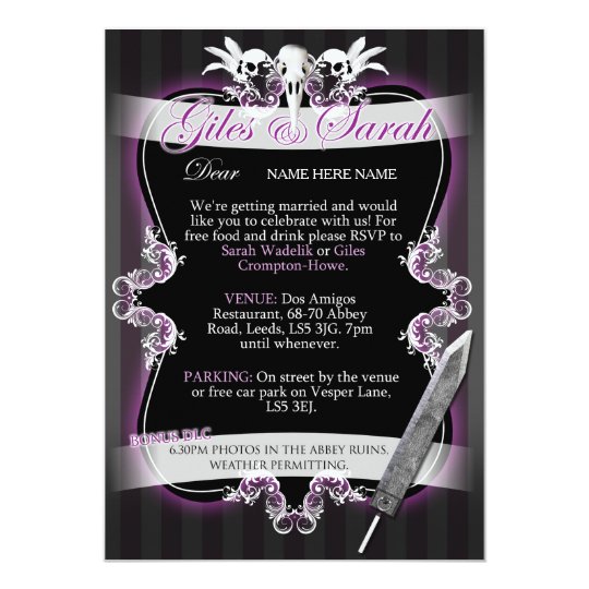 purple wedding invitations, purple and black wedding invitations, Gothic Wedding Invitations, Purple and Black Gothic Wedding Invitation
