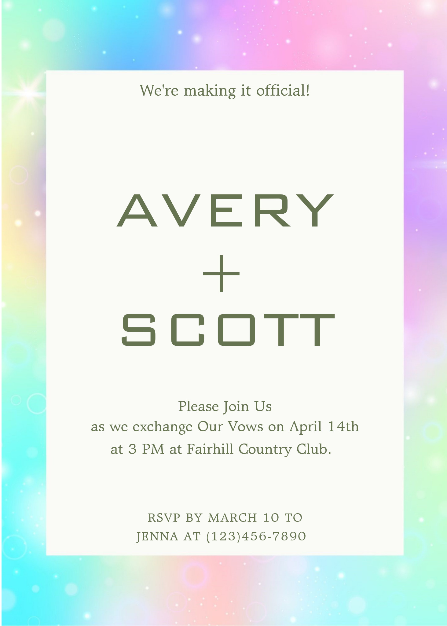 Rainbow Border Wedding Invitation