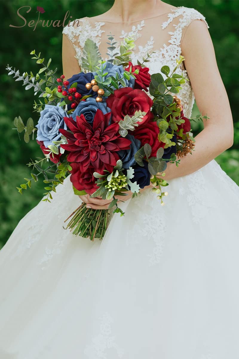 Red, Light Blue, Navy Blue and Green Bridal Bouquet