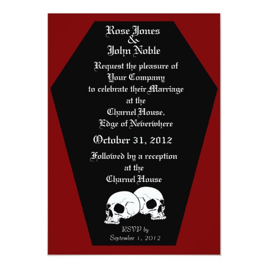 red wedding invitations, red and black wedding invitations, Halloween Wedding Invitations, Coffin and Skull Wedding Invitations