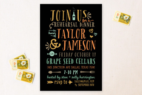 rehearsal dinner invitations, trendy  rehearsal dinner invitations, fun rehearsal dinner invitations