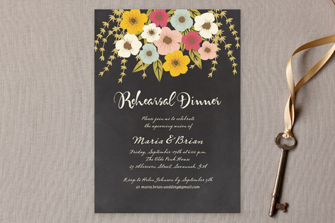 rehearsal dinner invitations, floral rehearsal dinner invitations, flowers rehearsal dinner invitations