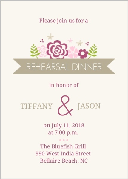 rehearsal dinner invitations, pink flowers rehearsal dinner invitations