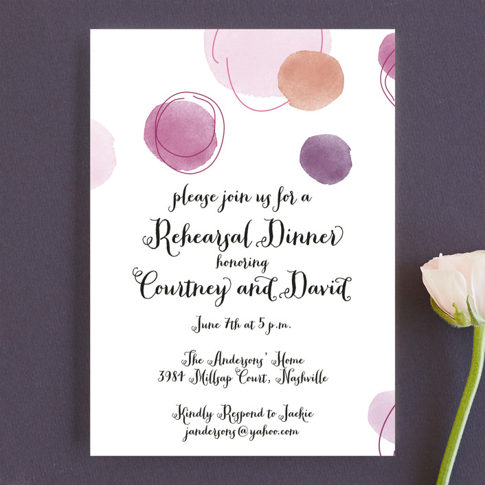 rehearsal dinner invitations, watercolor circles rehearsal dinner invitations