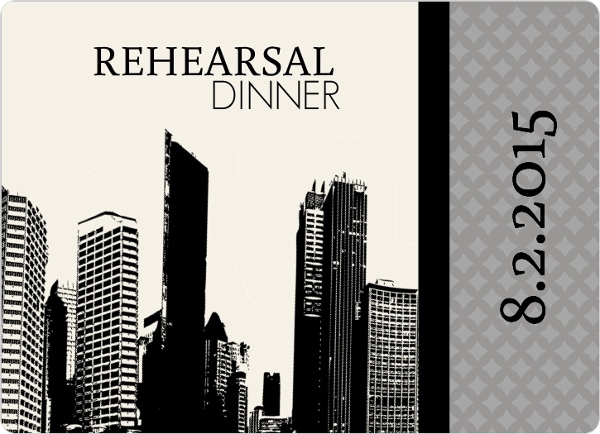 rehearsal dinner etiquette, rehearsal dinner invitations, skyline rehearsal dinner invitations, cityscape rehearsal dinner invitations