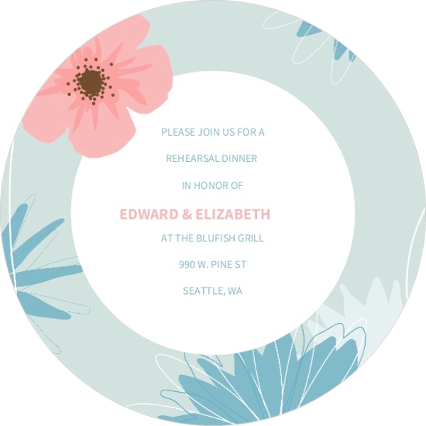 rehearsal dinner etiquette, rehearsal dinner invitations, pink and blue floral rehearsal dinner invitations, pastel rehearsal dinner invitations