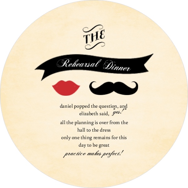 rehearsal dinner invitations, vintage mustache rehearsal dinner invitations