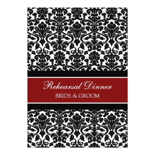 rehearsal dinner invitation wording, rehearsal dinner invitations, black damask rehearsal dinner invitations, red and black damask rehearsal dinner invitations