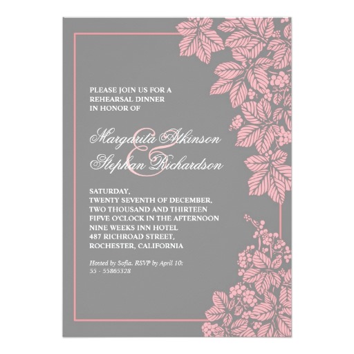 rehearsal dinner invitation wording, rehearsal dinner invitations, pink and gray rehearsal dinner invitations, pink and gray floral rehearsal dinner invitations