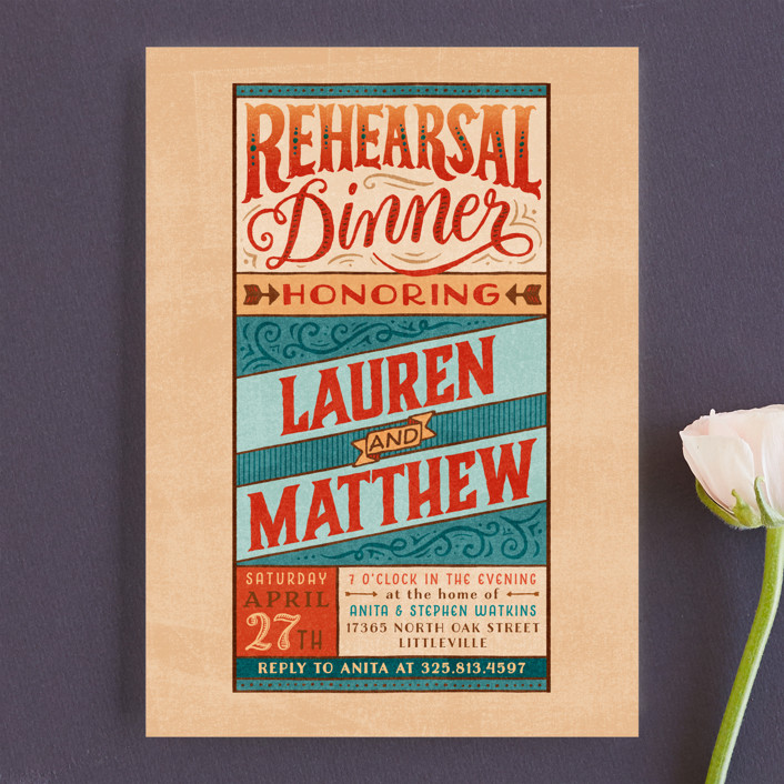 rehearsal dinner invitations, retro fun rehearsal dinner invitations