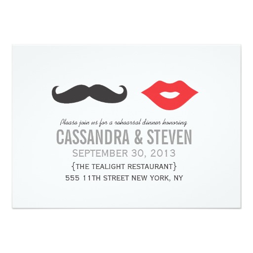 rehearsal dinner invitations, rehearsal dinner stationery, mustache rehearsal dinner invitations, lips rehearsal dinner invitations, fun rehearsal dinner invitations