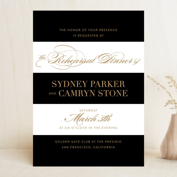 rehearsal dinner invitations, Rehearsal Dinner Invitations - Fashion District, black and white rehearsal dinner invitations