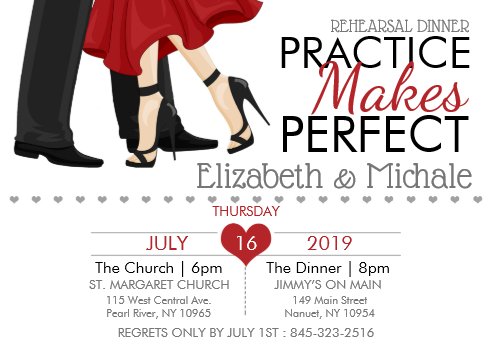rehearsal dinner invitations, Personalize Practice Make Perfect Rehearsal Dinner Invitation, pretty rehearsal dinner invitations