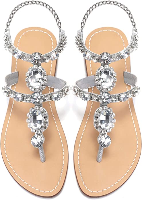 Rhinestone Gladiator Flat Sandals