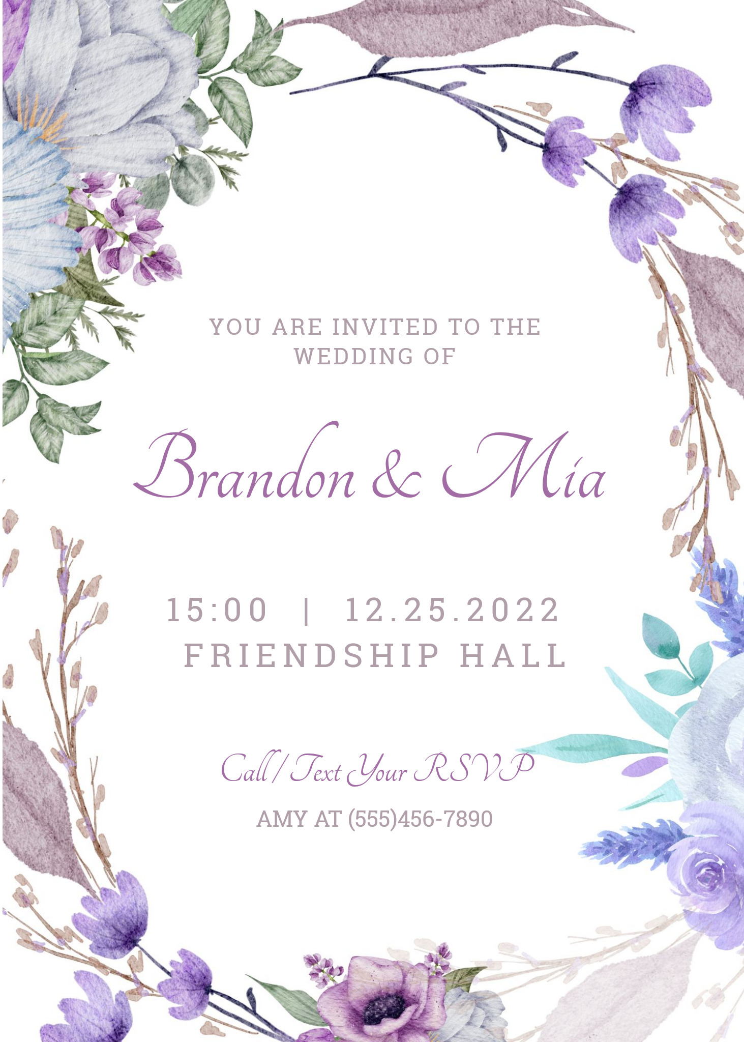 Rustic Floral Garden Wedding invitation