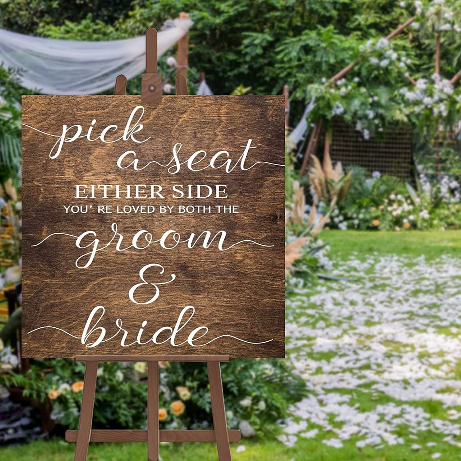 Rustic Wood Wedding Sign for Wedding Ceremony or Reception
