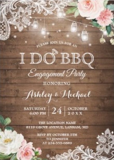 Rustic Backyard I DO BBQ Engagement Party Invitation