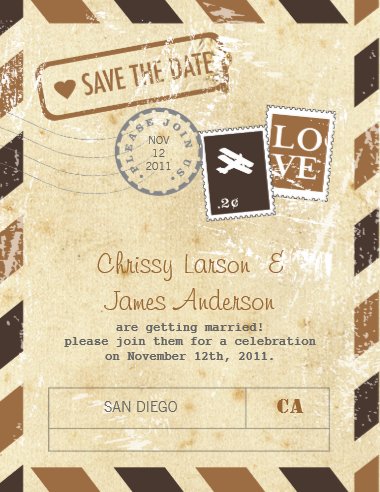 save the date destination weddings, Vintage Airmail Invitation Card, vintage save the date