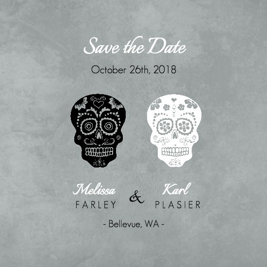 Save The Date Ideas, Save The Date Magnet, Gray Dresses Up Skulls Halloween Save The Date Magnets