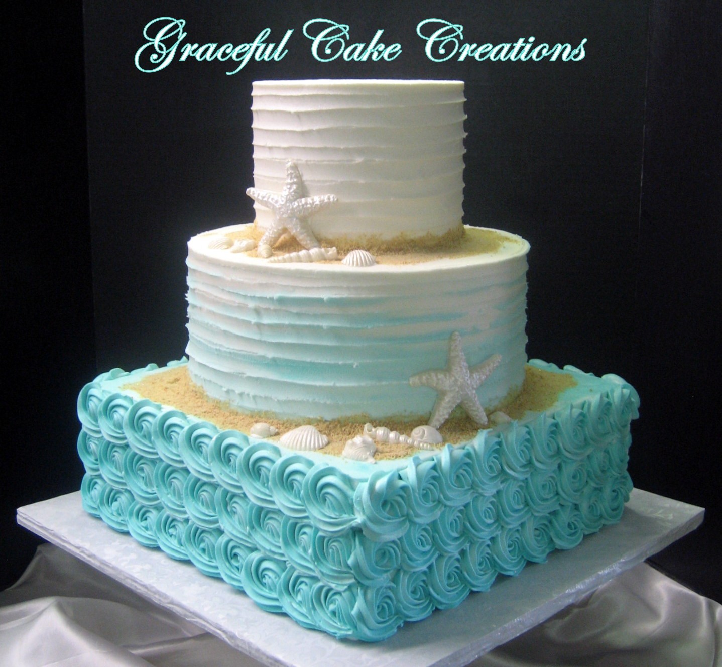 seashell wedding cake, seashell wedding cake ideas, beach wedding cakes, wedding cake photos